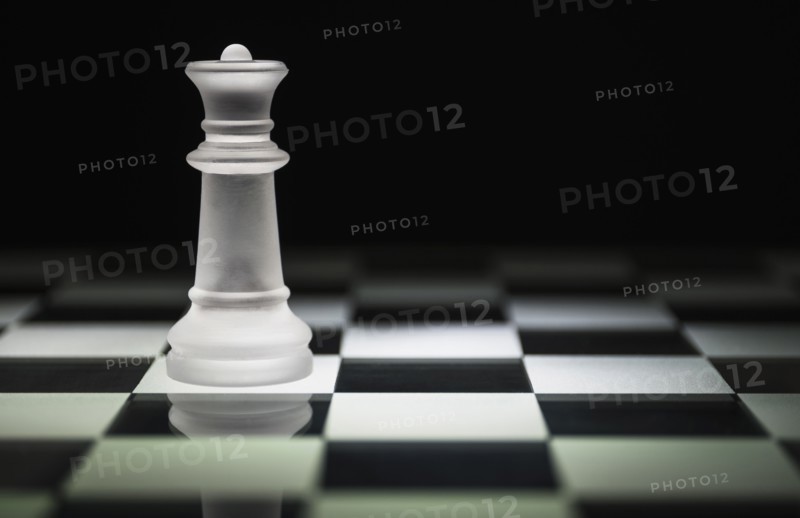 Chess queen on chess board.