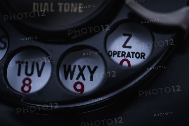 Close-up of telephone dial.