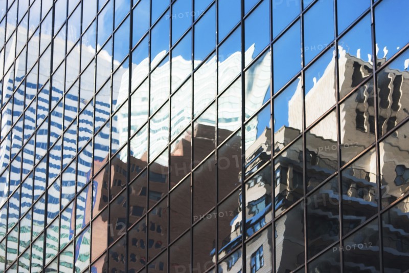 USA, New York State, New York City, Reflection in modern skyscraper