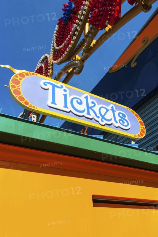 Sign at entrance to amusement park on Coney Island