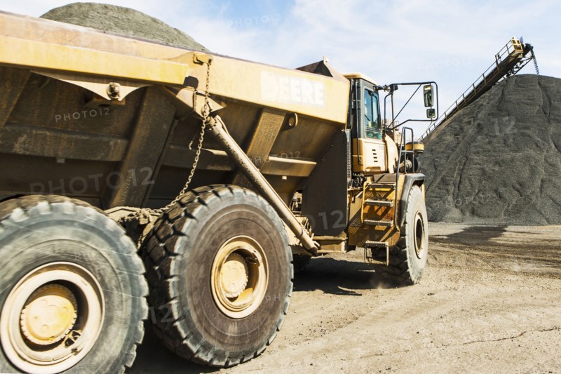 Dump truck in gravel quarry