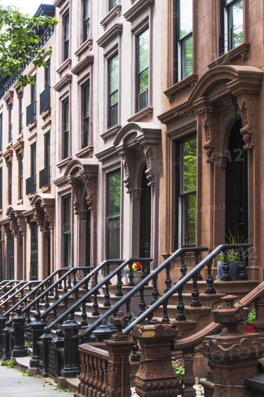 USA, New York State, New York City, Brooklyn, Facades and entrances of townhouses