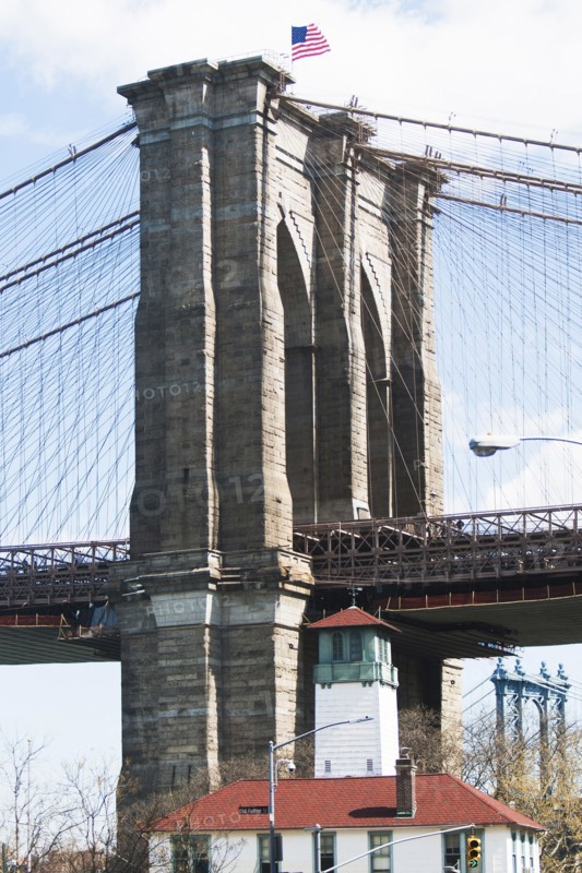 USA, New York State, New York City, Brooklyn, Detail of Brooklyn Bridge