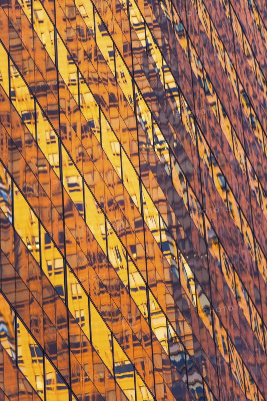 USA, New York, New York City, Glass facade of office building
