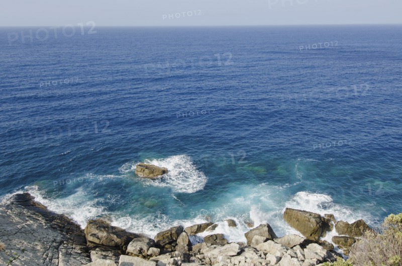 Italy, Liguria, Sestri Levante, Stones by sea