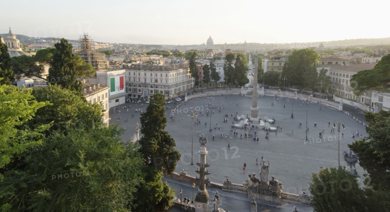 Italy, Rome, Sunny day over Piazza del Popolo