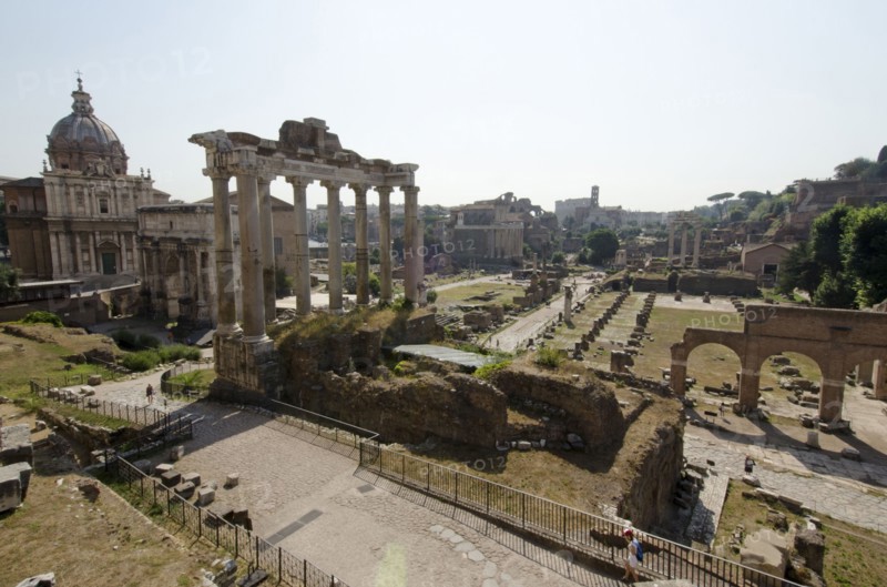 Italy, Rome, Clear sky over Roman Forum