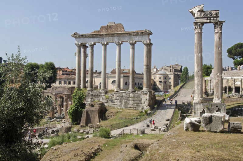 Italy, Rome, Clear sky over Roman Forum