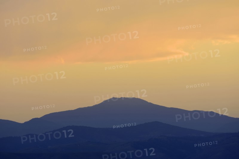USA, Colorado, Denver, Moody sky over mountain range