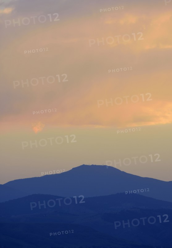 USA, Colorado, Denver, Moody sky over mountain range