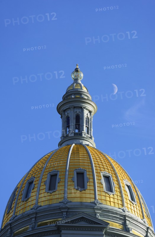 USA, Colorado, Denver, Half moon over dome of Capitol State building