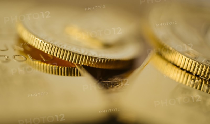 Close-up of gold coins.