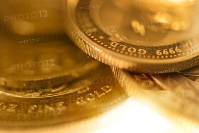 Close-up of gold coins.