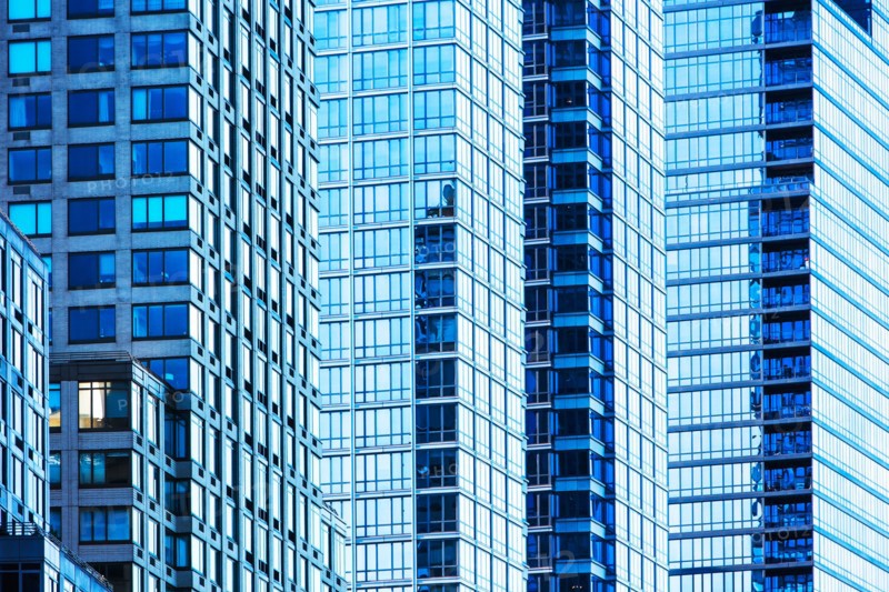 USA, New York, Glass office buildings