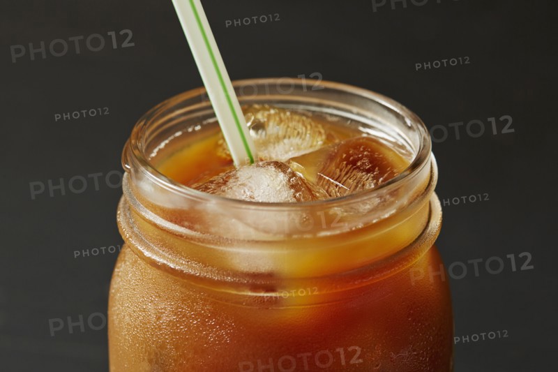 Ice coffee in jar