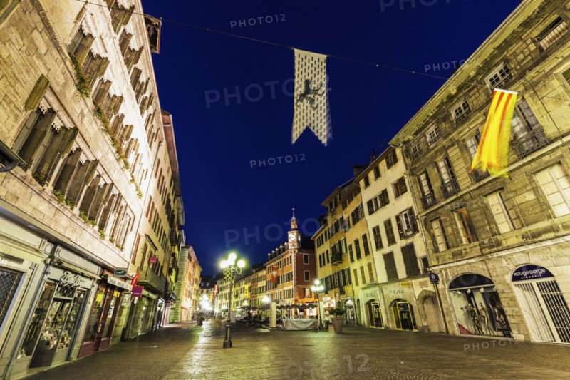 France, Auvergne-Rhone-Alpes, Chambery, Street at night