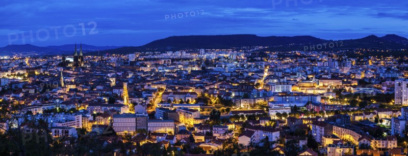 France, Auvergne-Rhone-Alpes, Clermont-Ferrand, Cityscape at dusk
