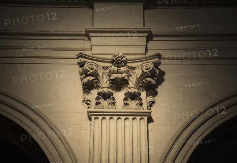 Italy, Puglia, Lecce, Detail of ornate column