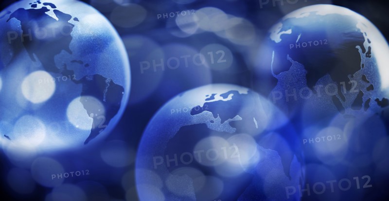 Blue glass globes.