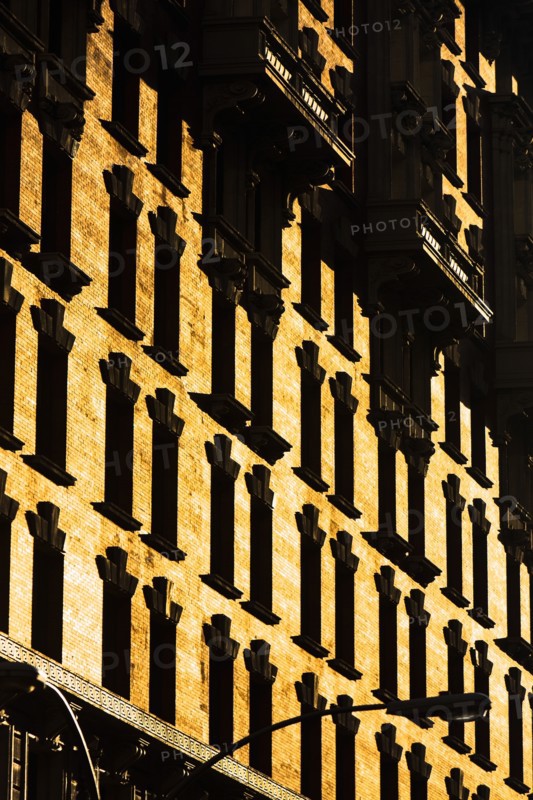 USA, New York State, New York City, Detail of apartment building facade