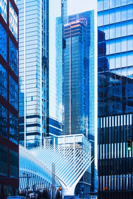 USA, New York, New York City, Glass skyscrapers