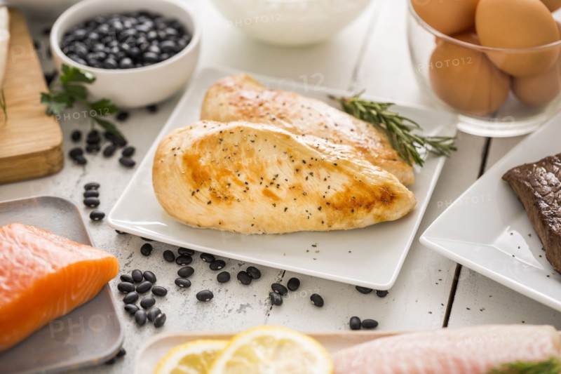 Grilled chicken meat on plate