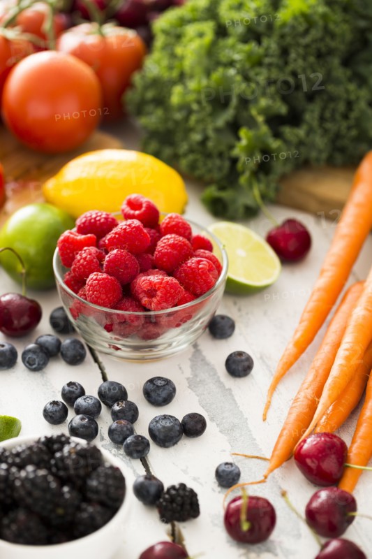 Various fresh fruits and vegetables