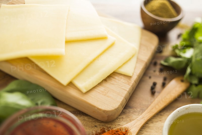 Cheese on cutting board