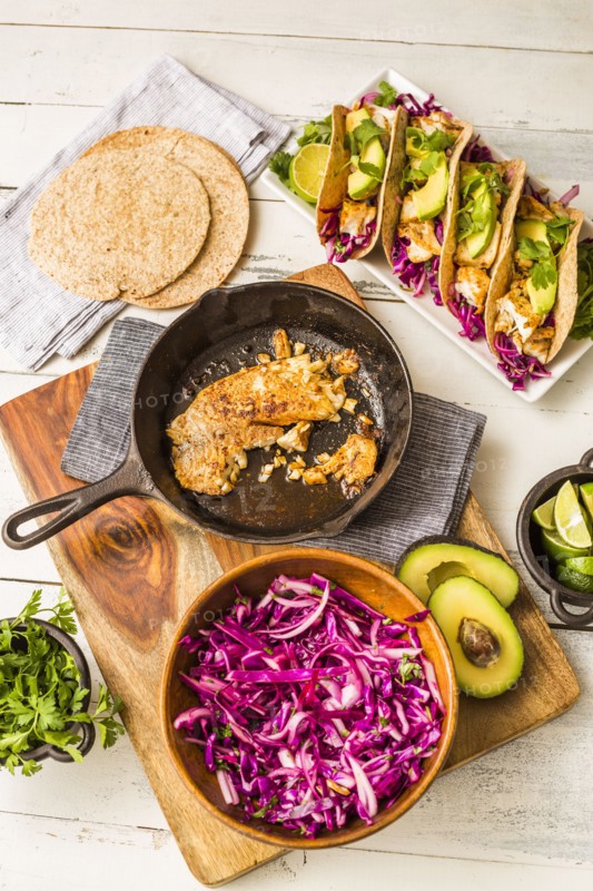 Fresh tortillas and ingredients