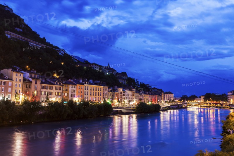 France, Auvergne-Rhone-Alpes, Grenoble, Grenoble architecture along Isere River