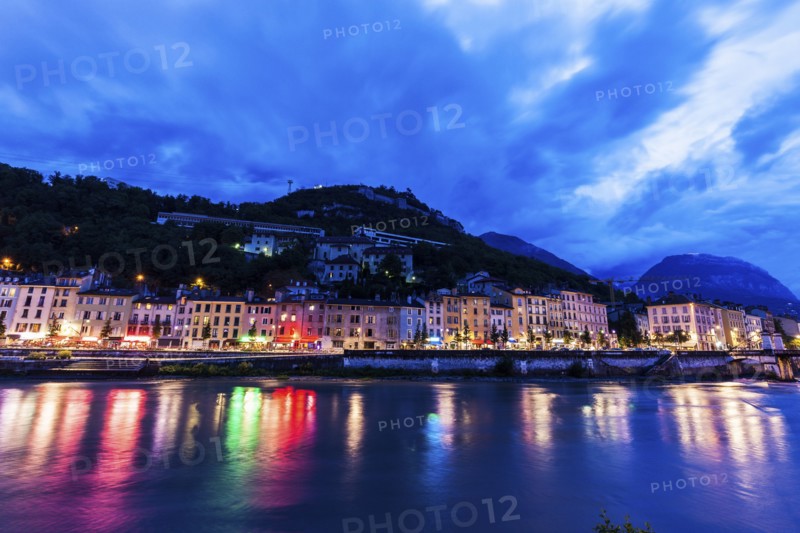 France, Auvergne-Rhone-Alpes, Grenoble, Grenoble architecture along Isere River