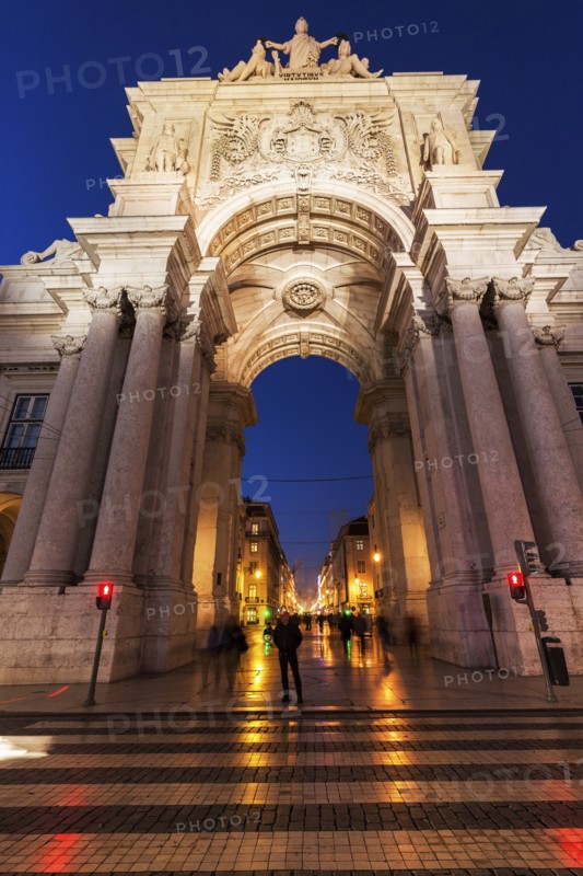 Portugal, Lisbon, Rua Augusta Arch on Plaza of Commerce