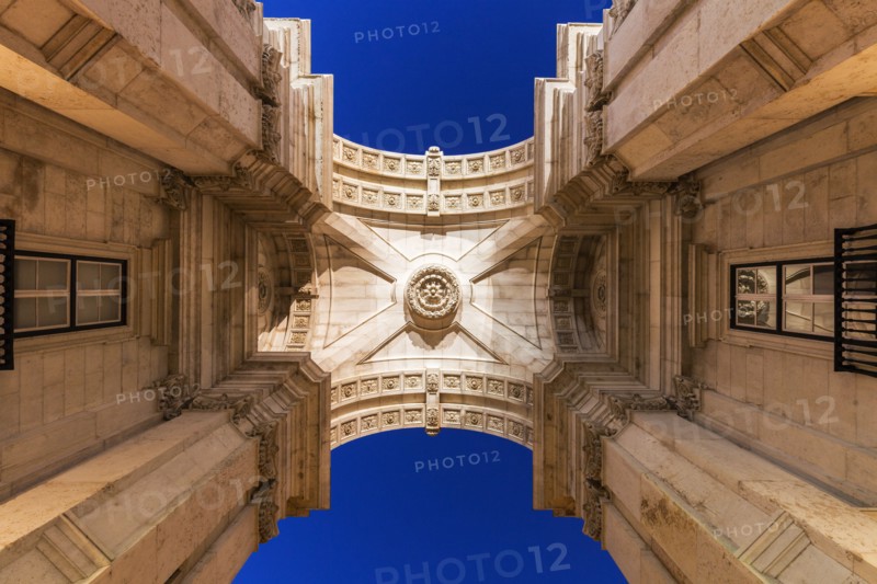 Portugal, Lisbon, Rua Augusta Arch on Plaza of Commerce in Lisbon