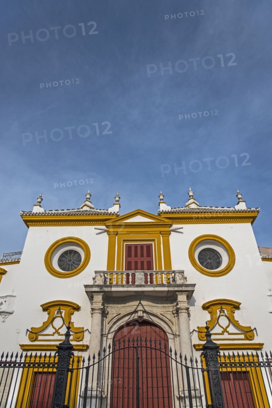 Spain, Andalusia, Seville, Facade of Plaza de Toros de la Maestranza