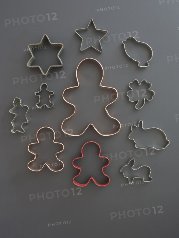 Studio shot of cookie cutters on grey background