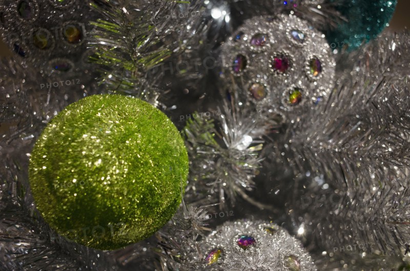 Detail of Christmas tree with decorations
