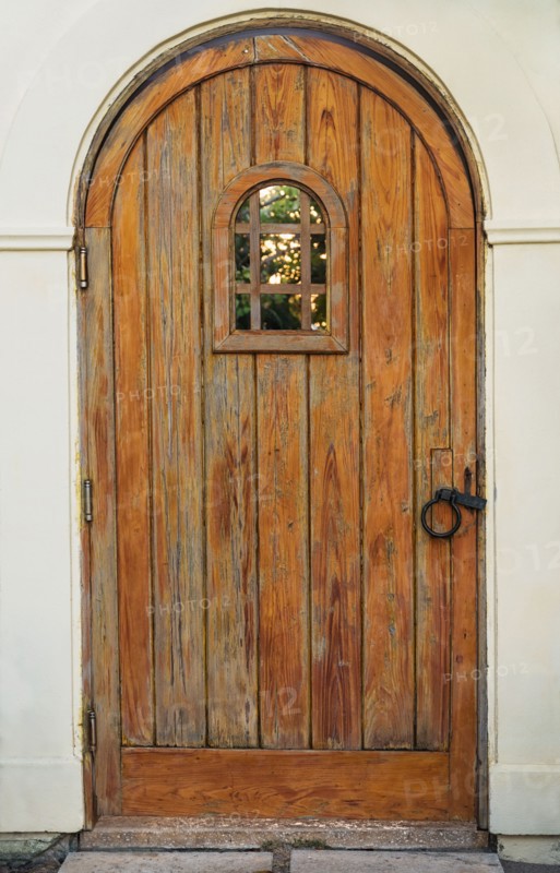 Building exterior with wooden door