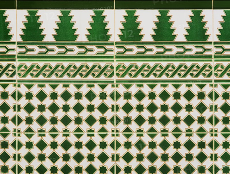 Cuba, Havana, Detail of green tiles