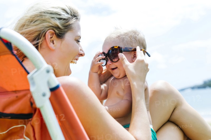 Mother and little son (18-23 months) having fun