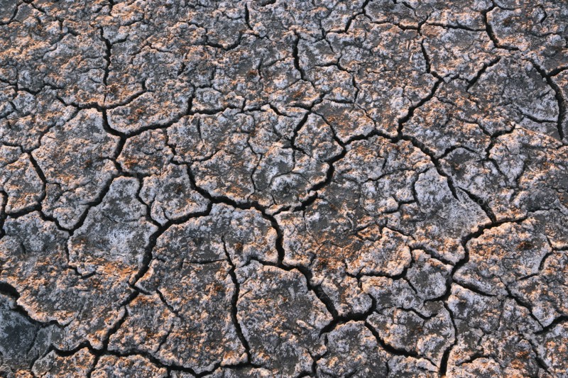 High angle view of cracked desert