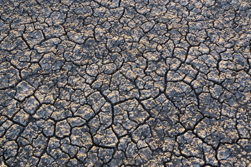 Overhead view of cracked desert