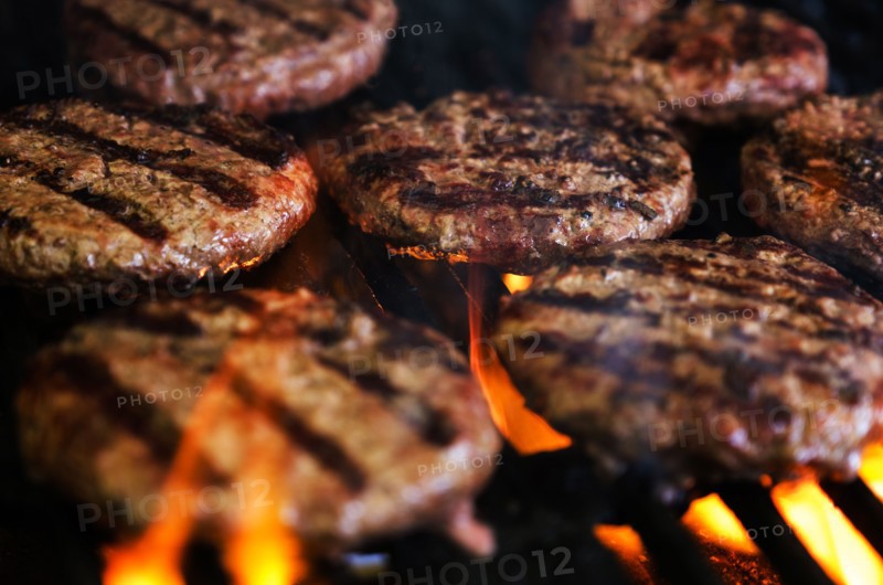 Hamburgers on barbeque grill