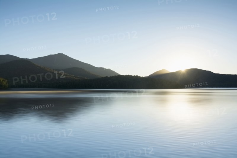 USA, New York State, St Armand, Lake Placid at sunrise