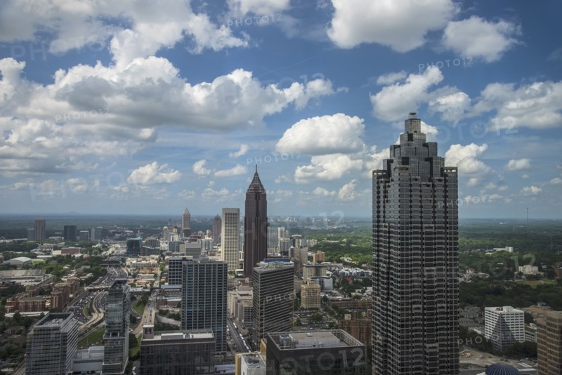 USA, Georgia, Atlanta, Cityscape with skyscrapers in foreground