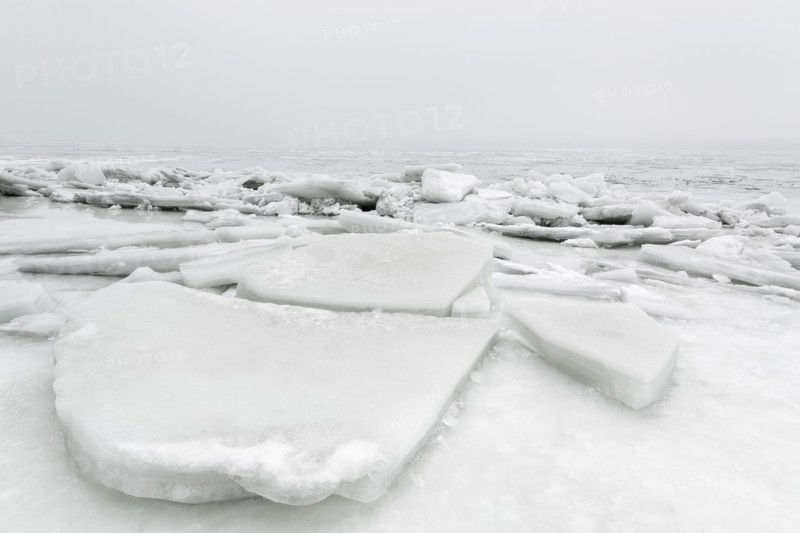 Ukraine, Dnepropetrovsk region, Dnepropetrovsk city, Frozen river with lumps of ice