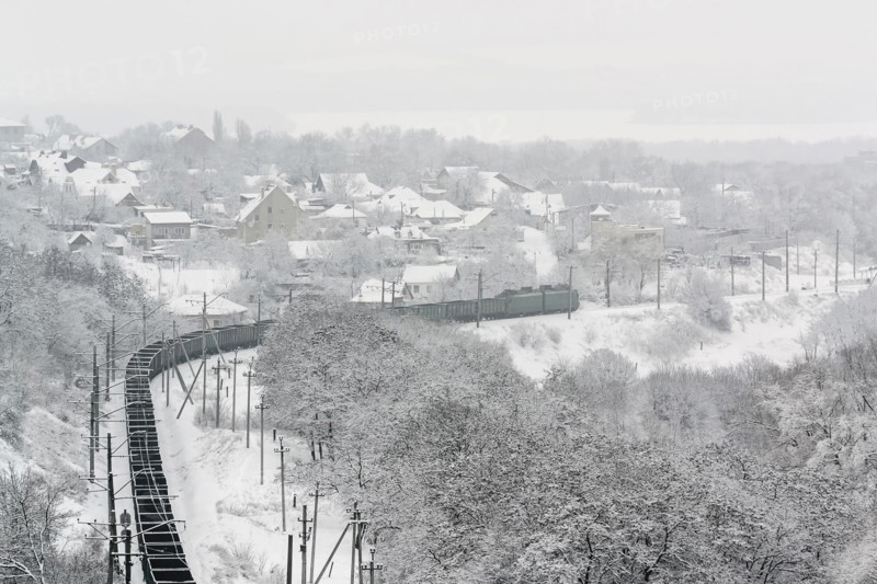 Ukraine, Dnepropetrovsk region, Dnepropetrovsk city, railroad track in winter