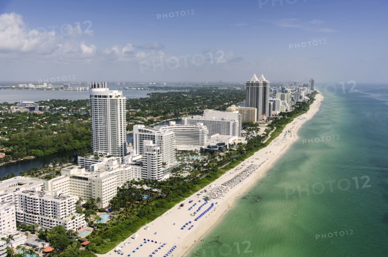USA, Florida, Miami, Aerial view of coastal city
