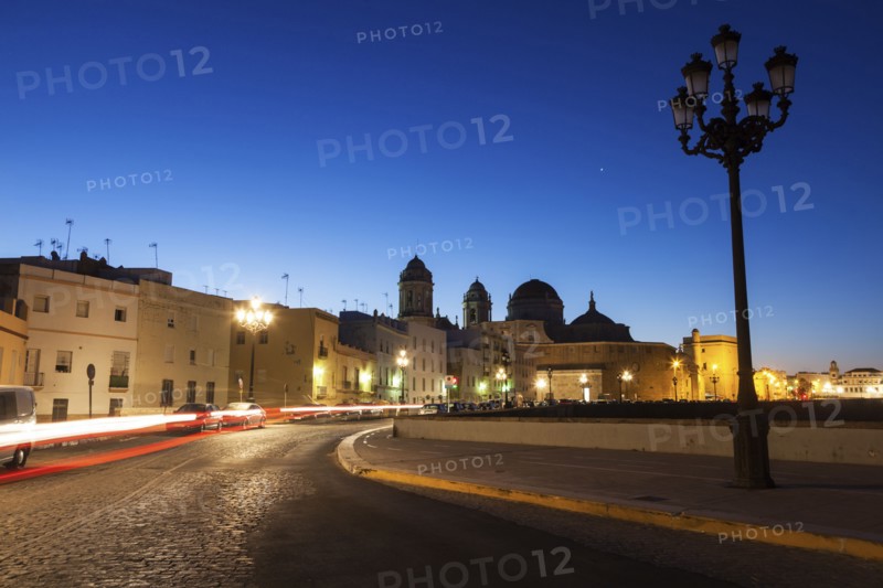 Spain, Andalusia, Cadiz, Cathedral de Cadiz in long exposure