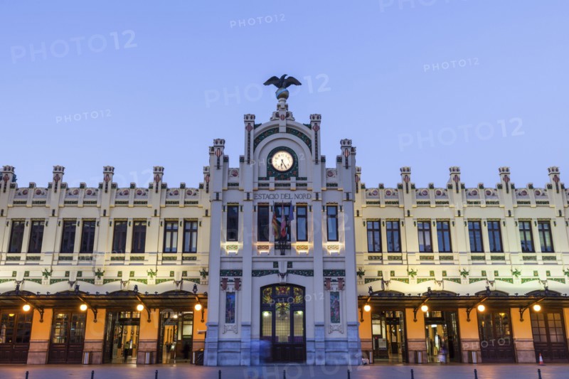 Spain, Valencian Community, Valencia, Facade of North Station