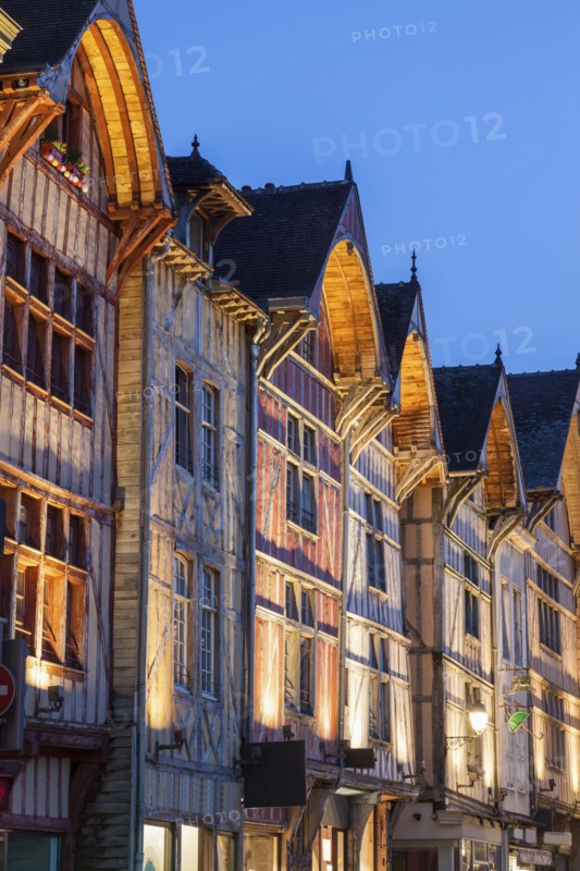 France, Grand Est, Troyes, Illuminated buildings